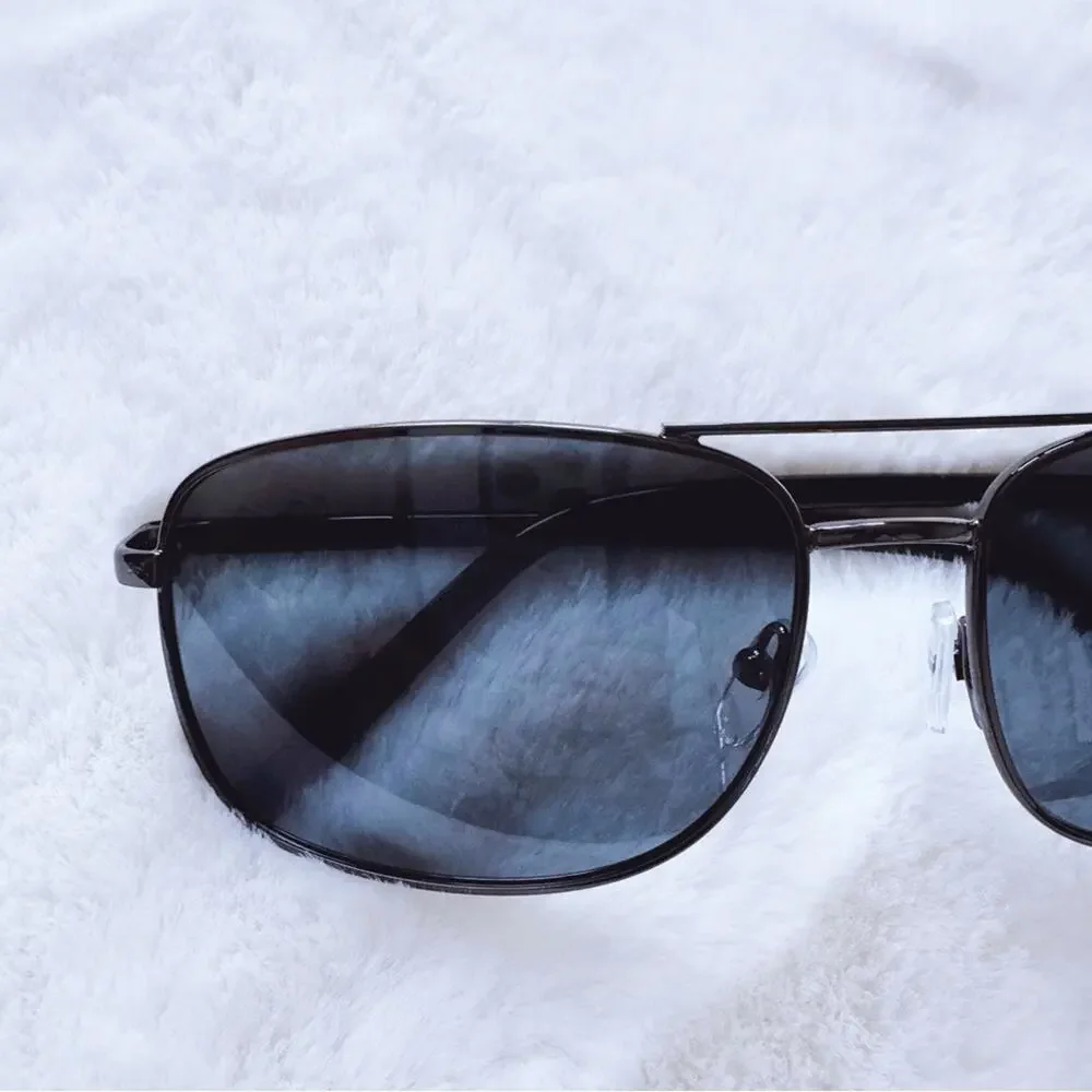 Troy Black w/ Black Rims Rectangular Polarized Sunglasses